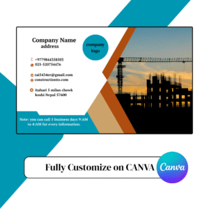 Construction business card template with bold fonts and tool icons