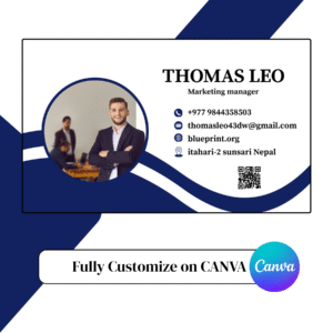 Personal business card design featuring a QR code.
