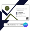 Two-sided company business card with logo on front and contact details on back.