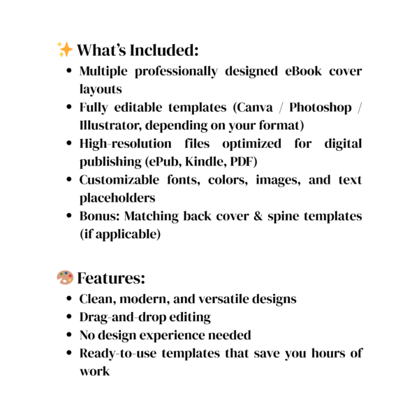 Ebook cover design template with bold title at the top, clean subtitle below, and a modern background featuring abstract shapes in soft gradients.