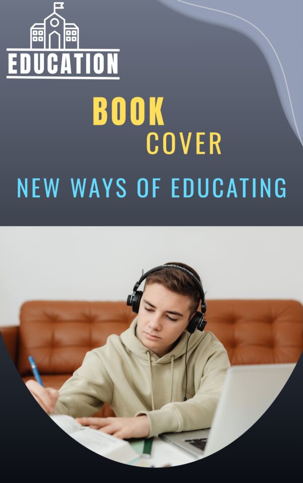 Ebook cover design template with bold title at the top, clean subtitle below, and a modern background featuring abstract shapes in soft gradients.