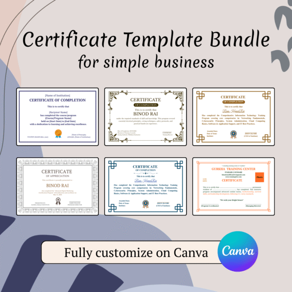 certificate template on canva