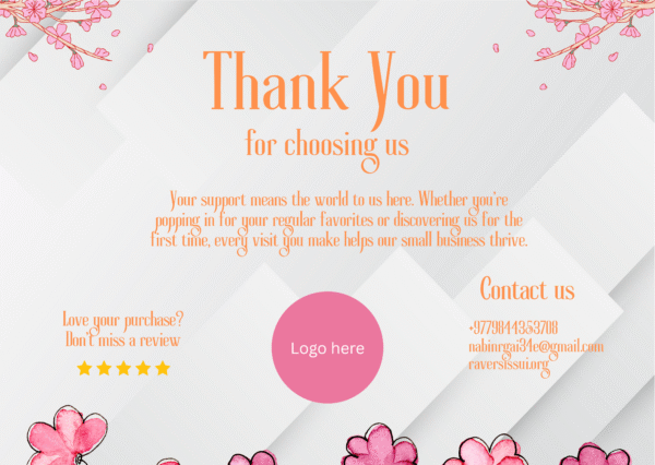 Editable Canva thank you card template with modern design and customizable text.