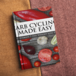Carb Cycling Weight Loss eBook cover showing healthy meals, fitness icons, and a balanced diet chart.