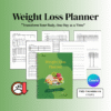 Editable and printable Canva weight loss planner template for tracking meals, workouts, and progress