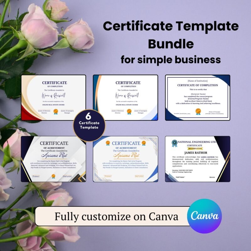 Modern editable certificate template for Canva users