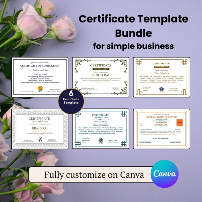 Modern editable certificate template for Canva users