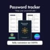 Editable Canva password tracker template for organizing login details