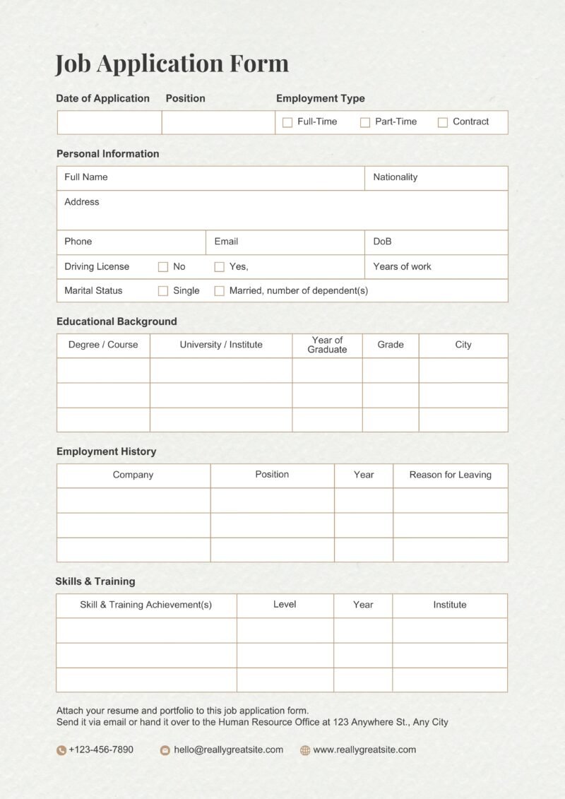 job application form