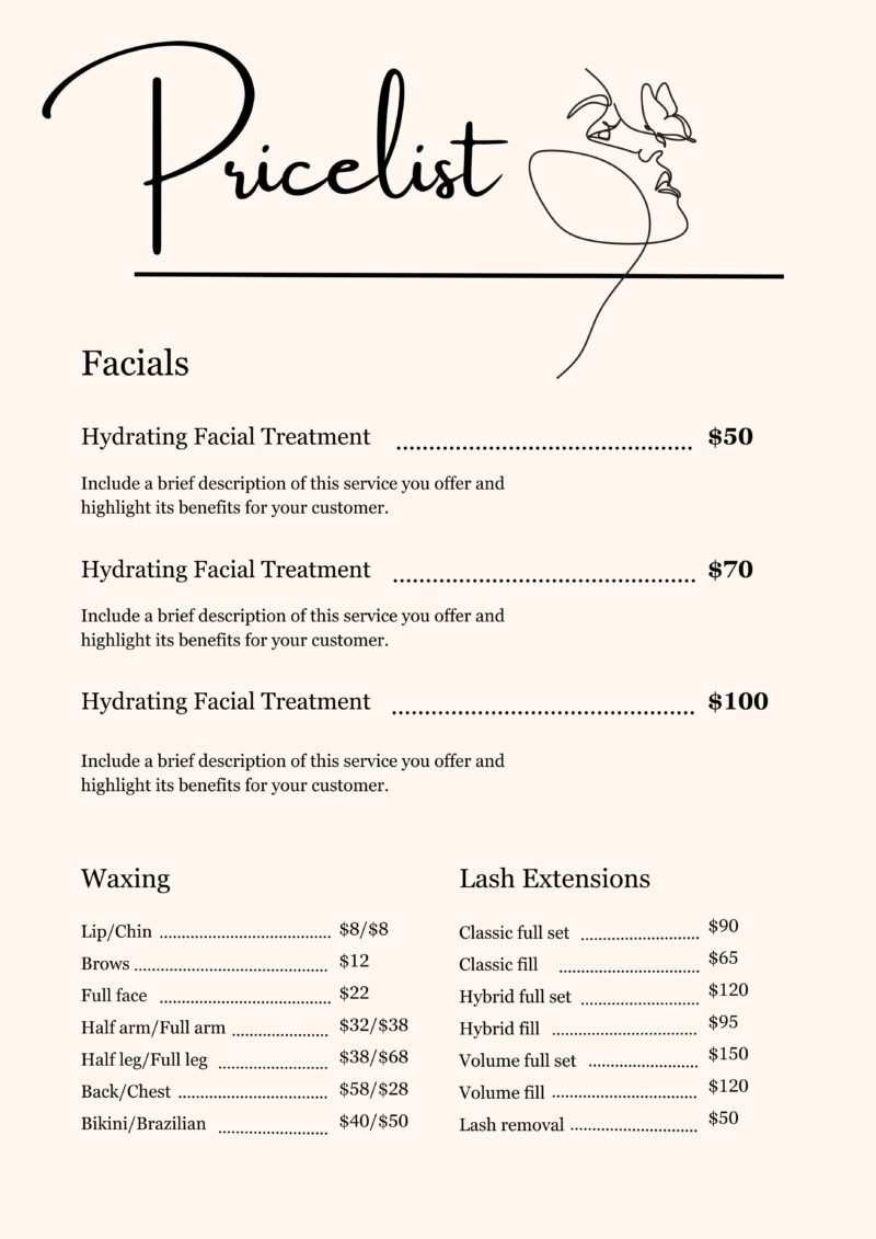 price list