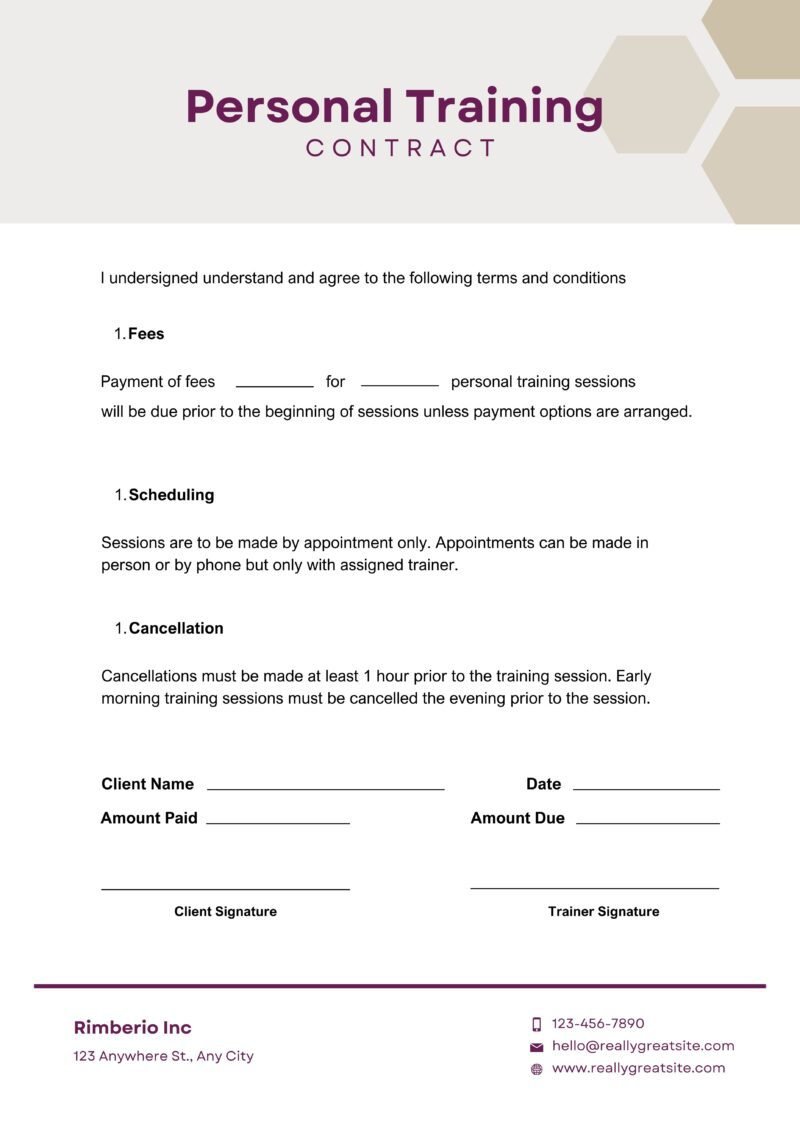 personal training form