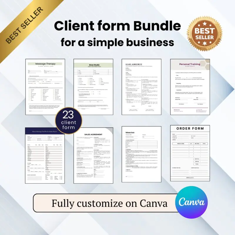 Editable client form template designed in Canva