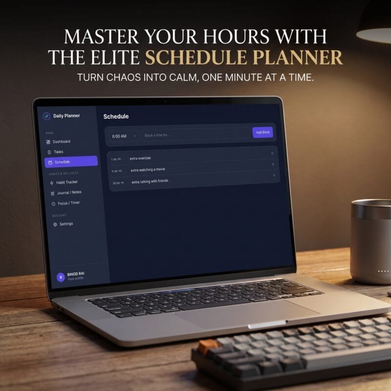 Daily Planner Web App task manager with priority tags and hourly time blocking schedule