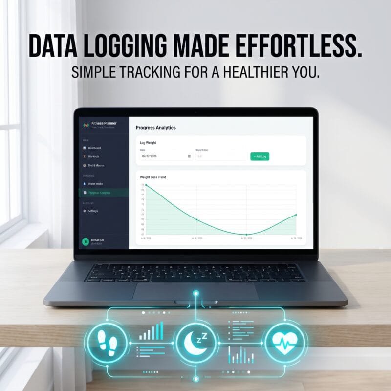 Daily hydration water intake logger in Fitness Planner Mini Web App