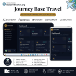 Journey Base single page travel planner mini web app dashboard on laptop screen