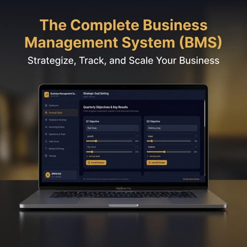 Quarterly OKR tracker and strategic goal roadmap inside Business Management System