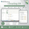 Clearing OS ADHD digital planner main dashboard with pastel low arousal design and Top 3 daily priorities.