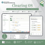 Clearing OS ADHD digital planner main dashboard with pastel low arousal design and Top 3 daily priorities.