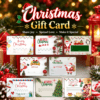 Printed Christmas gift card bundle featuring festive designs with Santa Claus, Christmas trees, ornaments, and personalized gift voucher fields.