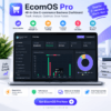 EcomOS Pro e-commerce operating system overview dashboard displaying gross sales, net profit, and ad spend analytics.
