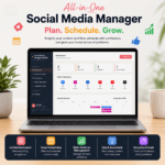 Social Media Content Planner web app dashboard showing content calendar and multi-platform analytics