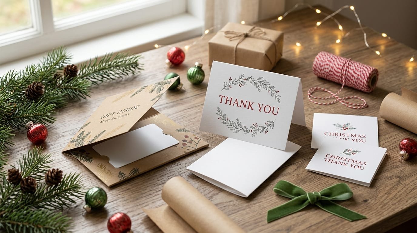Printable Christmas gift card holder and thank you cards