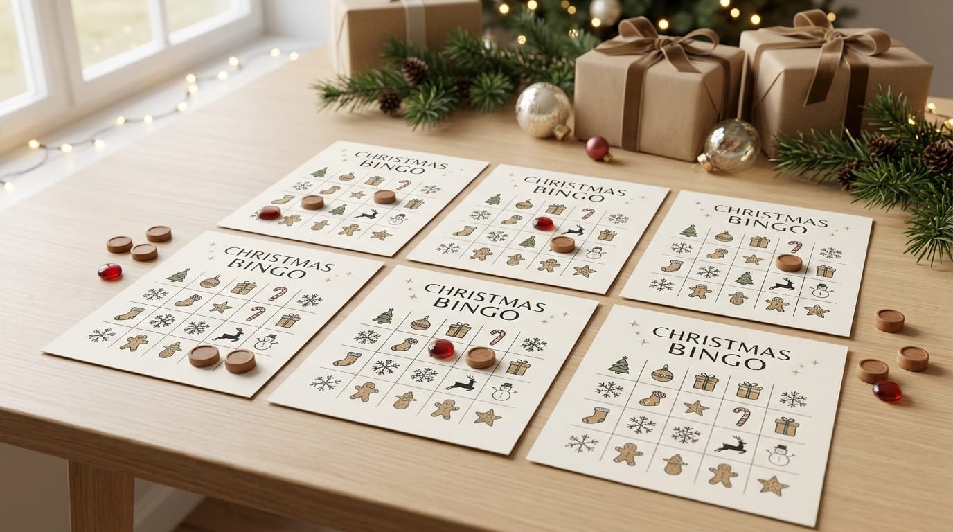 Christmas bingo printable game for holiday family activities